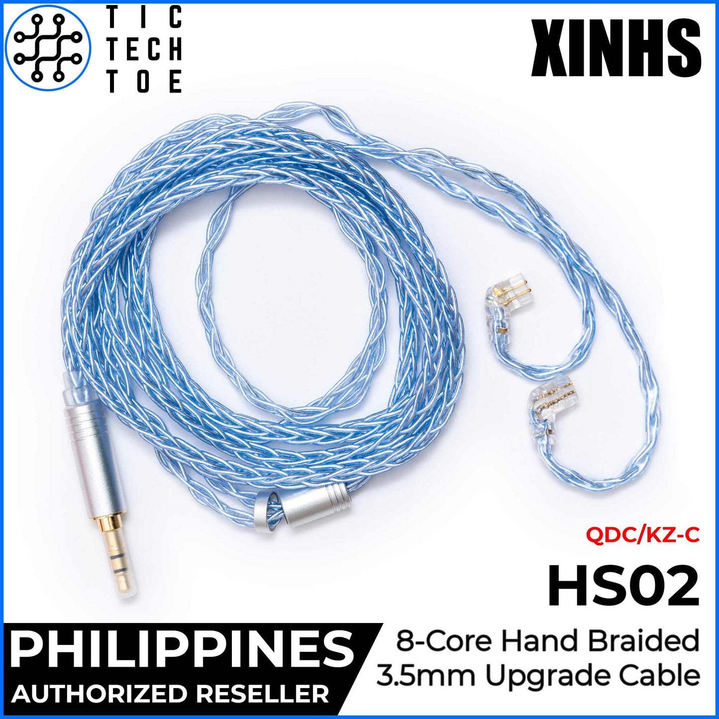 XINHS x TTTPH HS02 Blue 8-Core Silver Plated OFC Hand Braided Earphone IEM Upgrade Replacement Cable