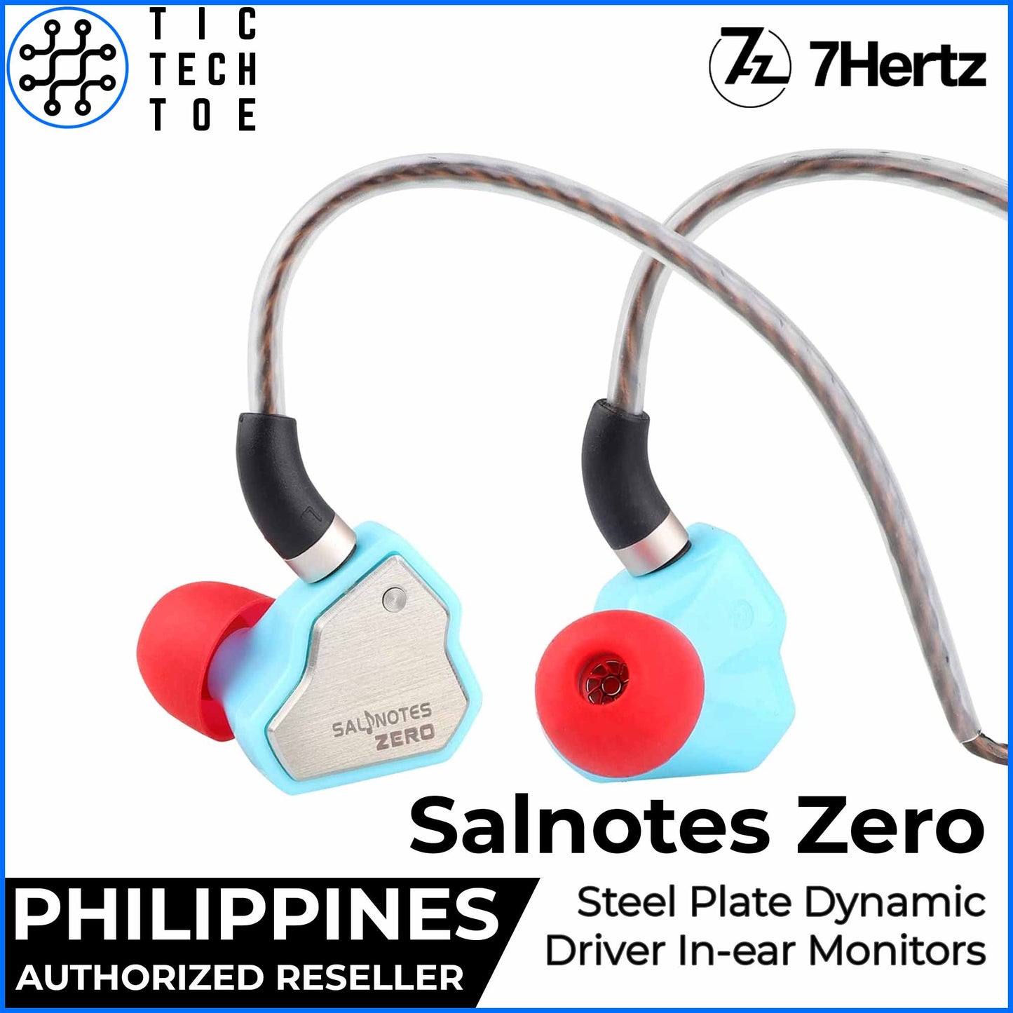 7hz Salnotes Zero Steel Faceplate Dynamic Driver Detachable Cable HiFi IEM In-Ear Earphones