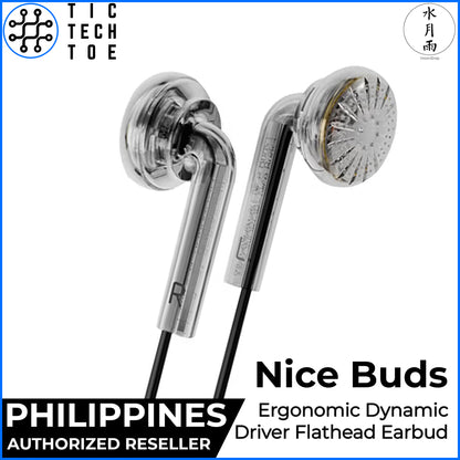 Moondrop Nicebuds Flathead Dynamic Driver Cable Lightweight Ergonomic Wired Nice Buds Earphones