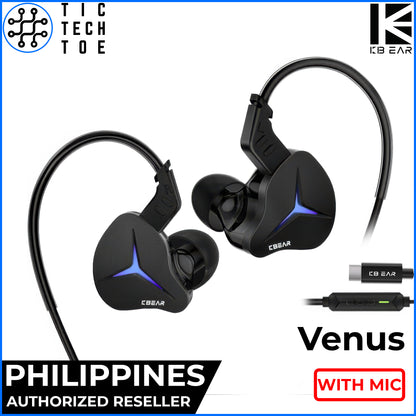 KBEAR Venus CG01 RGB USB Type C IEM LED Lighting Dynamic Driver Bass Gaming Earphones with Mic