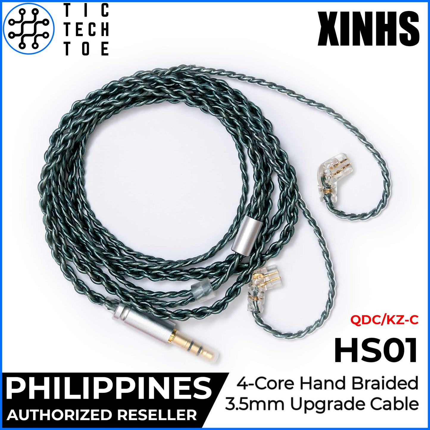 XINHS x TTTPH HS01 Green 4-Core Silver Plated Hand Braided Earphone IEM Upgrade Replacement Cable