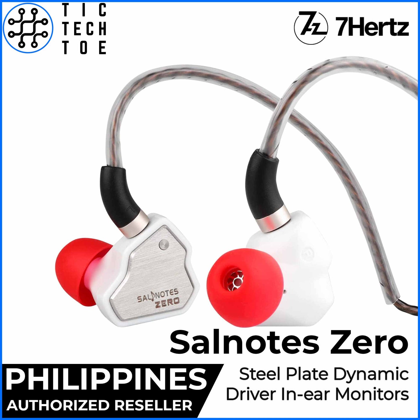 7hz Salnotes Zero Steel Faceplate Dynamic Driver Detachable Cable HiFi IEM In-Ear Earphones