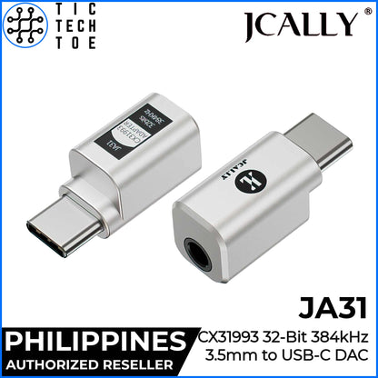 JCALLY JA31 USB Type C to 3.5mm Dongle Mic Support Conexant CX31993 DAC/Amp Metal Aluminum Adapter
