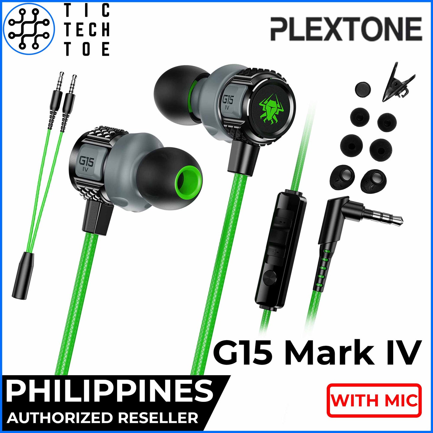 Plextone G15 Mark 4 IV Gaming Earphones Anti-Tangle Cable Noise Cancelling IEM Headset with Mic