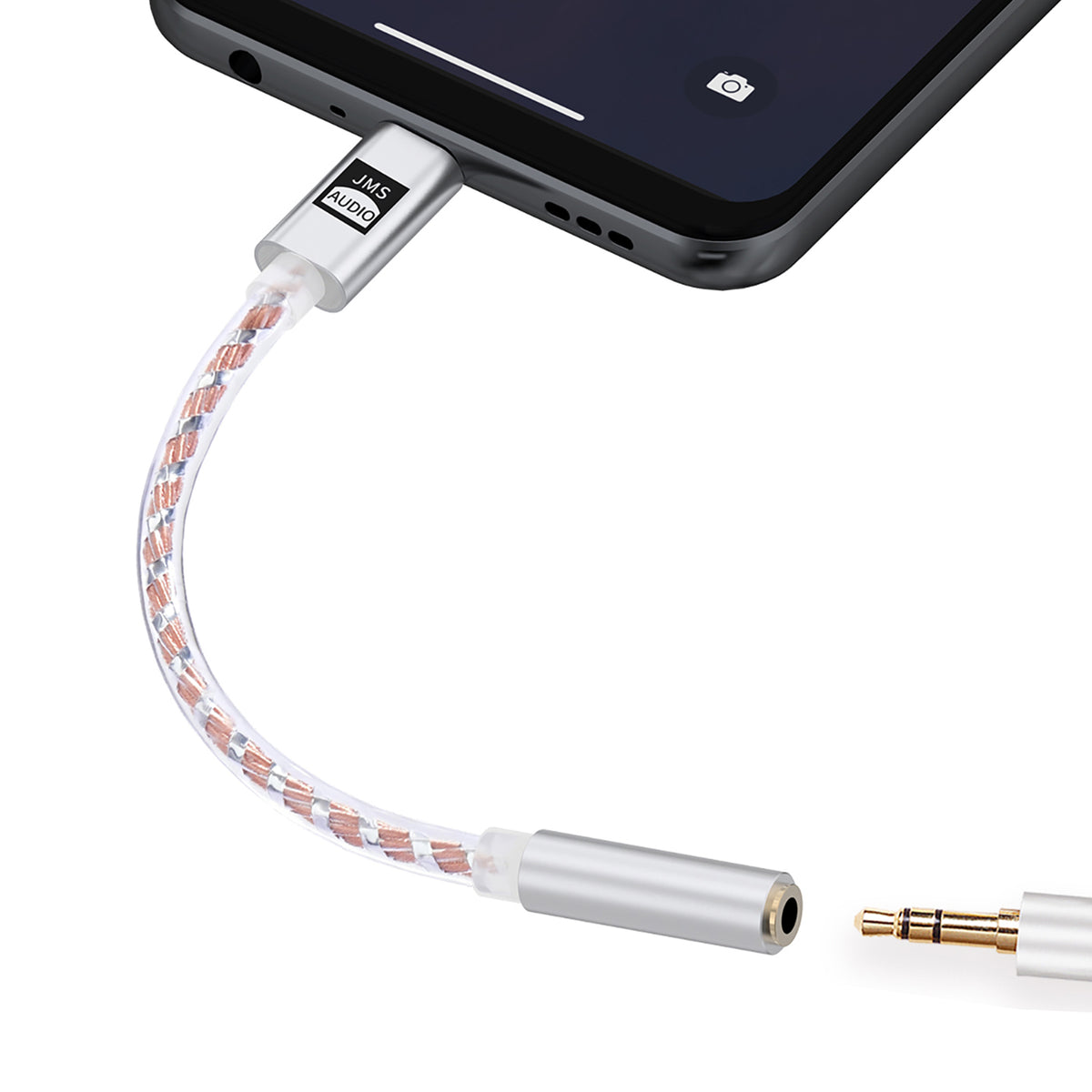 JCALLY JMS USB C to 3.5mm Aluminum Audio DAC/Amp Adapter Cable 24-Bit/48KHz Mic Support High Power