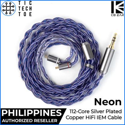 KBEAR Neon Purple IEM Upgrade Cable 2-Pin/QDC 3.5mm Earphone Replacement Violet Braided Wire