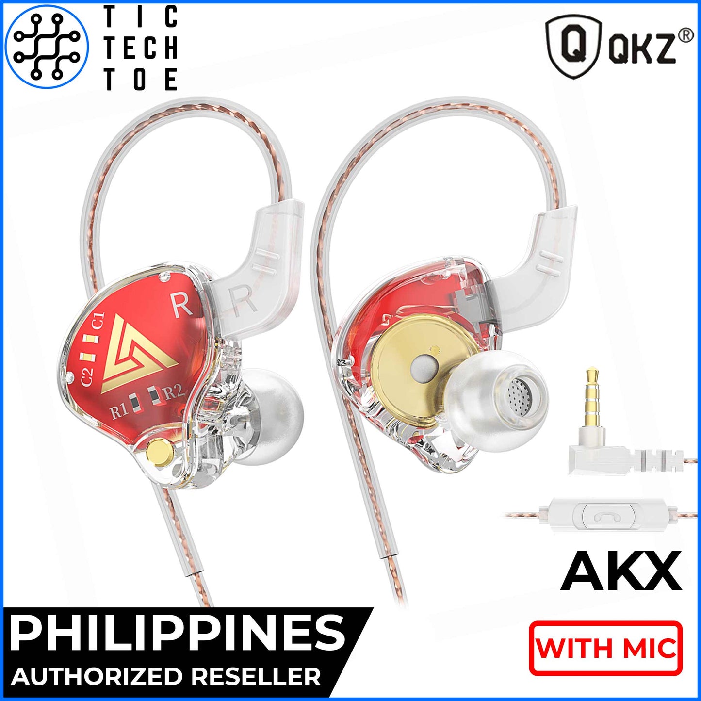 QKZ AKX Lightweight Ergonomic High Performance Core Dynamic Driver IEM Earphones with Mic