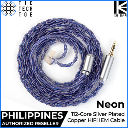 KBEAR Neon Purple IEM Upgrade Cable 2-Pin/QDC 3.5mm Earphone Replacement Violet Braided Wire