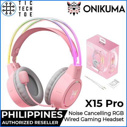Onikuma X15 Pro Noise Cancelling RGB Lighting Wired Gaming Headset PS5 PC Mobile Switch Headphones
