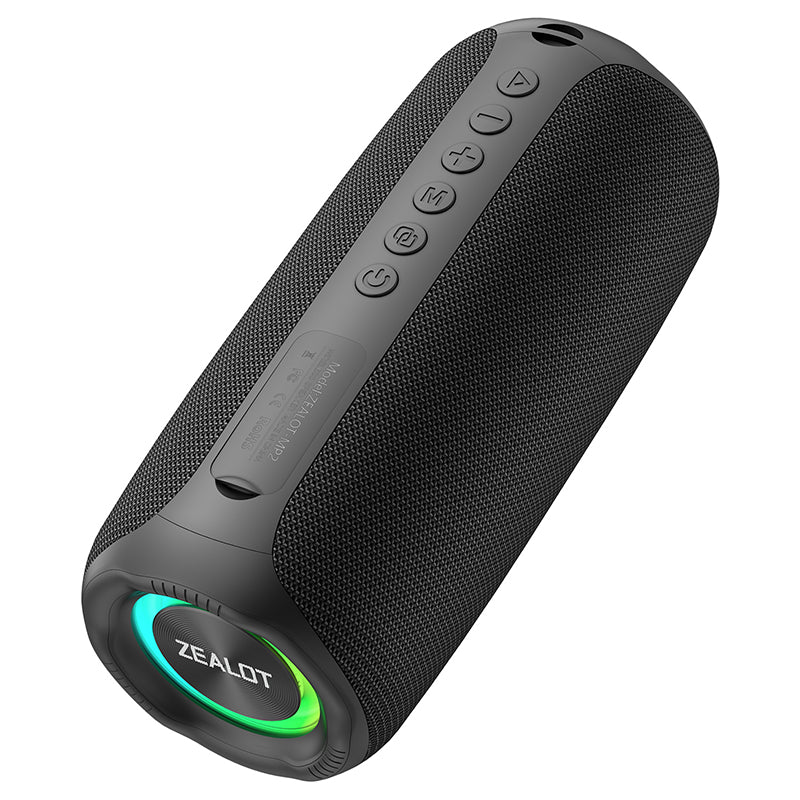 Zealot MP2 20W RGB Light Portable Outdoor IPX5 AUX/USB/Micro SD/Bluetooth 5.4 Rechargeable Speaker