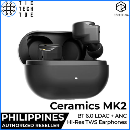 Roseselsa Ceramics MK2 Hi-Res TWS Earbuds Bluetooth 6.0 LDAC ANC HiFi True Wireless Earphones