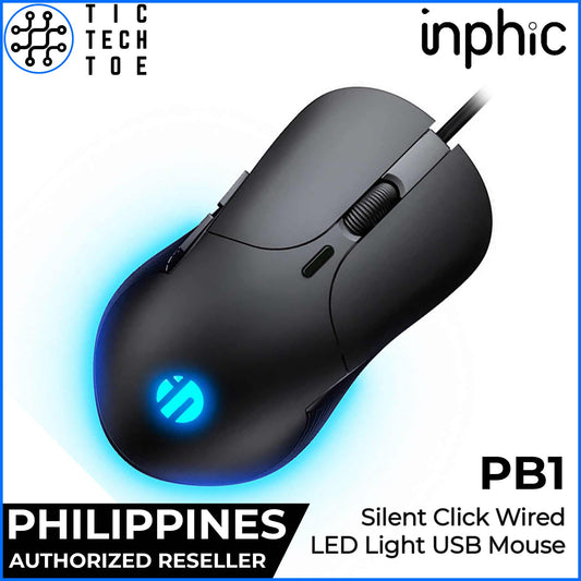 Inphic PB1 Wired USB LED Light Silent Click Ergonomic Gaming Office Computer Laptop Mouse