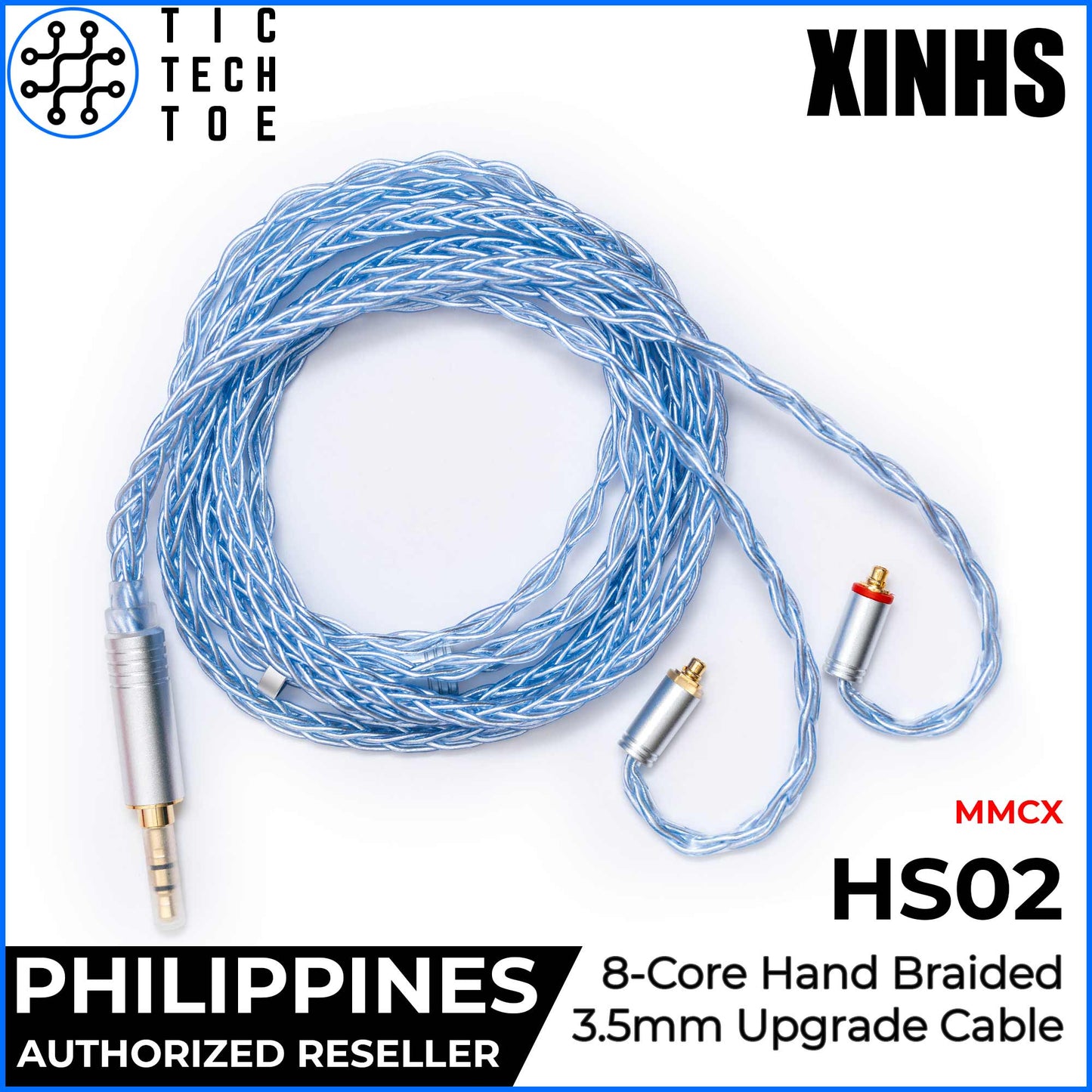 XINHS x TTTPH HS02 Blue 8-Core Silver Plated OFC Hand Braided Earphone IEM Upgrade Replacement Cable