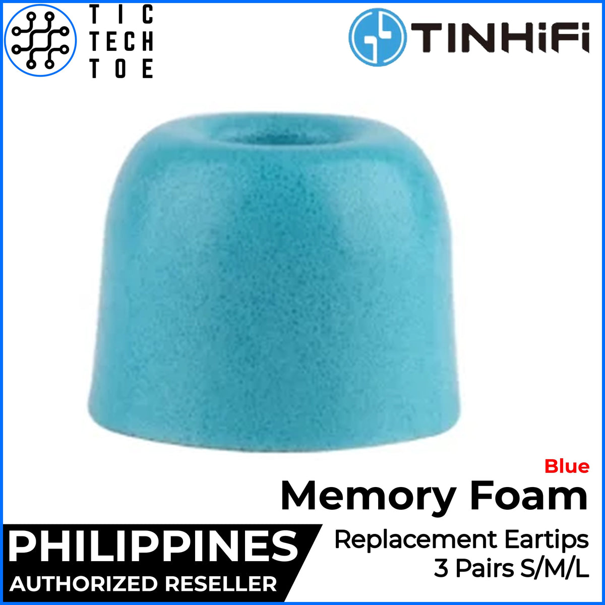 TINHIFI Blue Soft Memory Foam Upgrade Replacement Eartips for IEM Earphones 3 Pairs Mixed Size Set