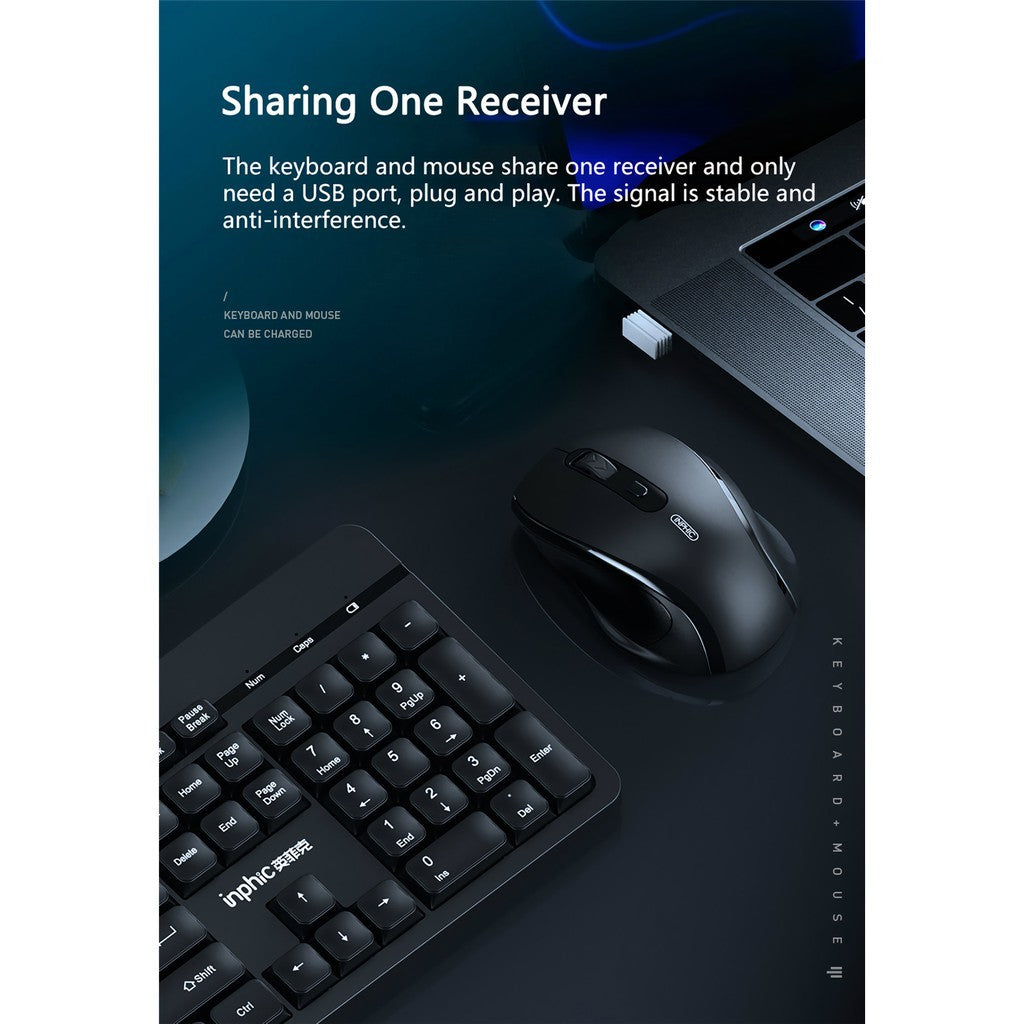Inphic V790 Full-Size 2.4G Wireless Mouse and Keyboard Combo