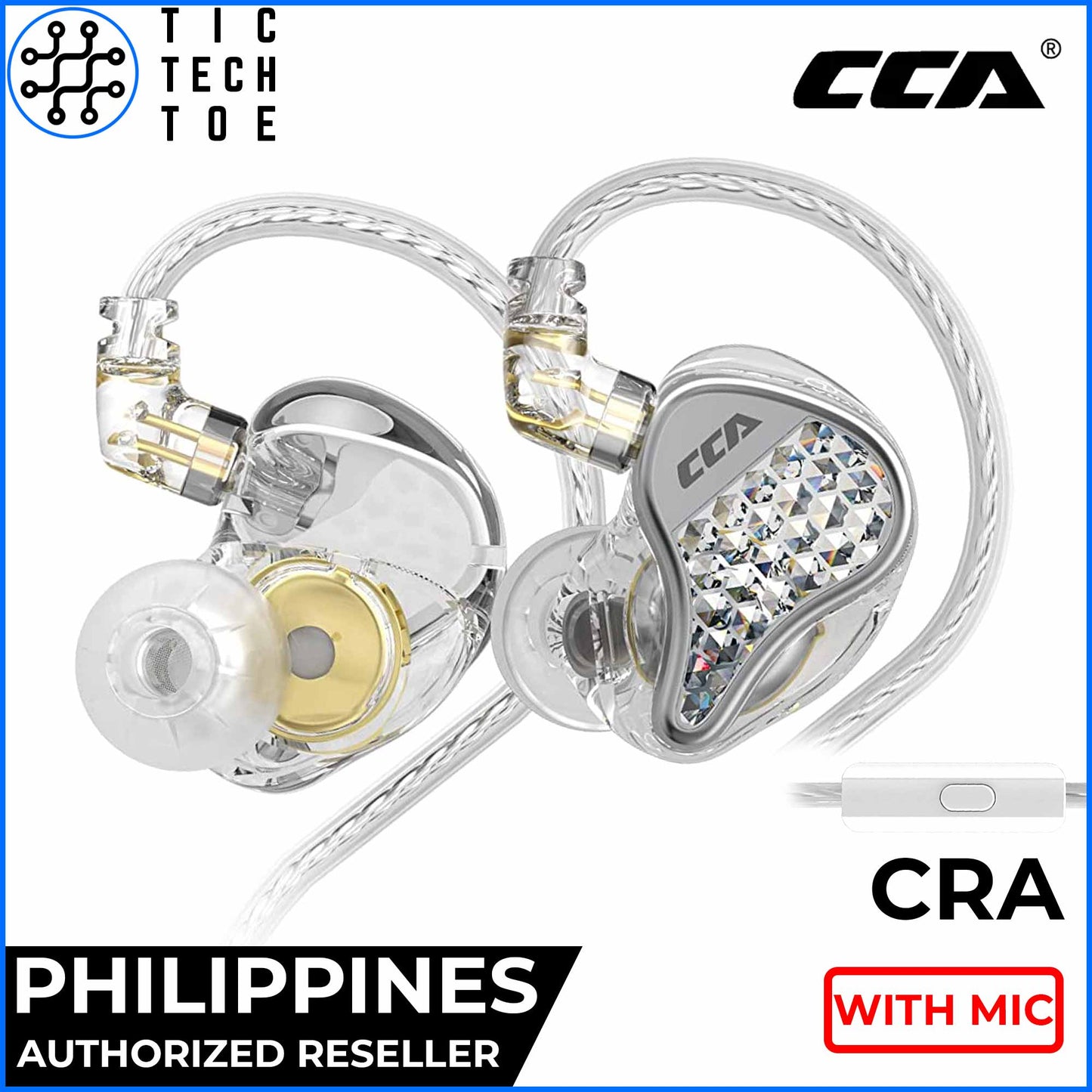 CCA Lyra Dual Magnetic Dynamic Driver Noise Isolating Detachable Cable Earphones with Mic