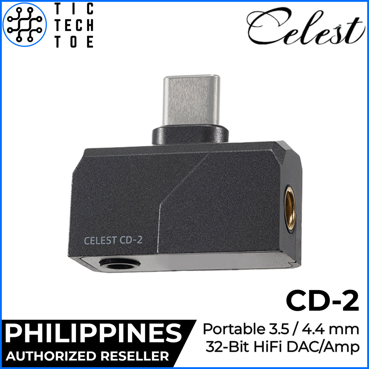 Celest CD-2 Portable DAC USB Type-C to 3.5mm/4.4m CX31993 AMP Earphone Headphone Compact Adapter