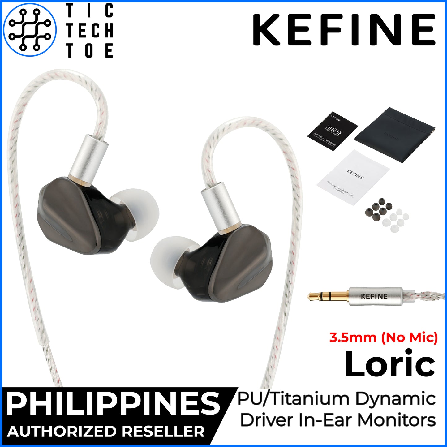 Kefine Loric 3.5mm/USB-C Dynamic Driver Detachable Cable Metal Shell Wired In-Ear Monitor Earphones