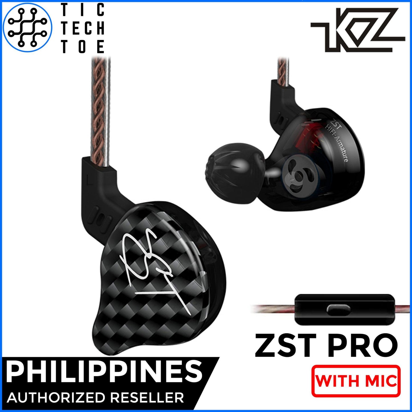 KZ ZST Pro Dual Driver Earphones with Mic