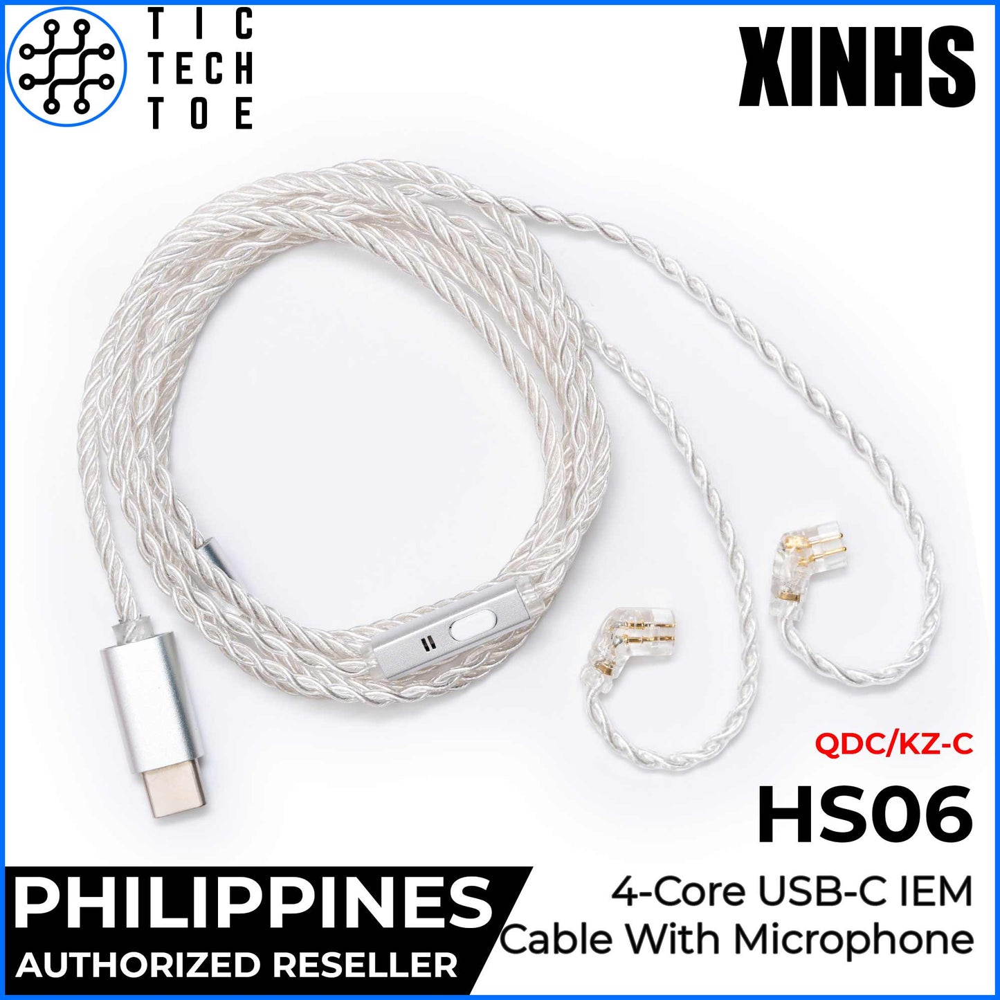 XINHS x TTTPH HS06 USB Type C 4-Core SPC Braided Earphone IEM Upgrade Replacement Cable With Mic