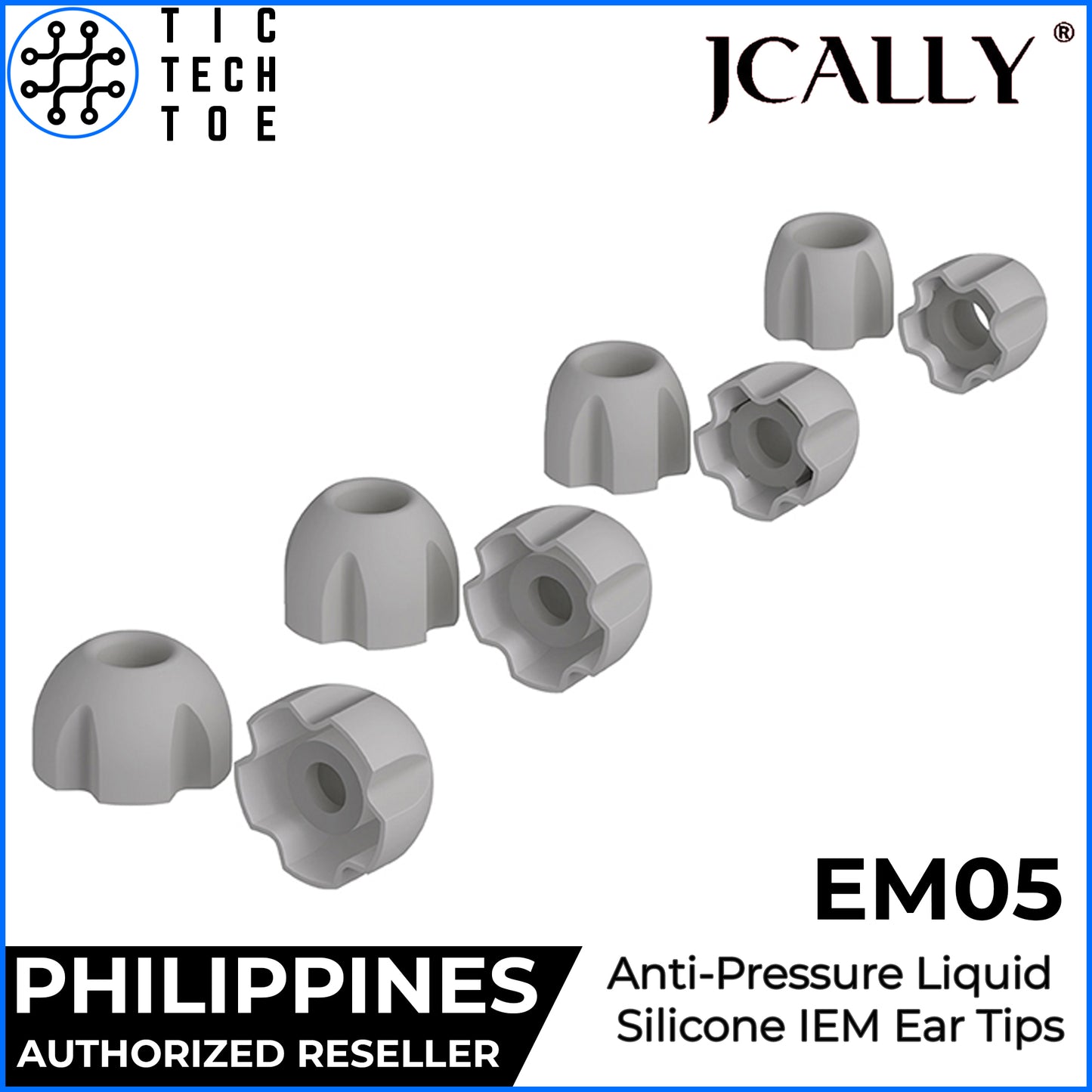 JCALLY EM05 Pressure Relief Earphone Tips Soft Silicone Upgrade Replacement 4 Pairs Set IEM Eartips