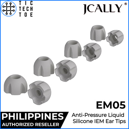 JCALLY EM05 Pressure Relief Earphone Tips Soft Silicone Upgrade Replacement 4 Pairs Set IEM Eartips