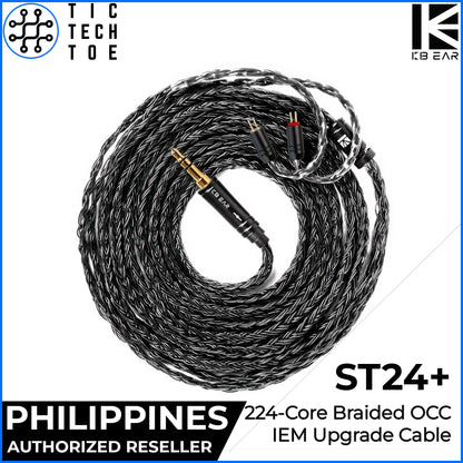 KBEAR ST24 Plus / Juntian IEM Long Upgrade Cable (2m) 2-Pin/QDC 3.5mm Replacement Black Braided Wire