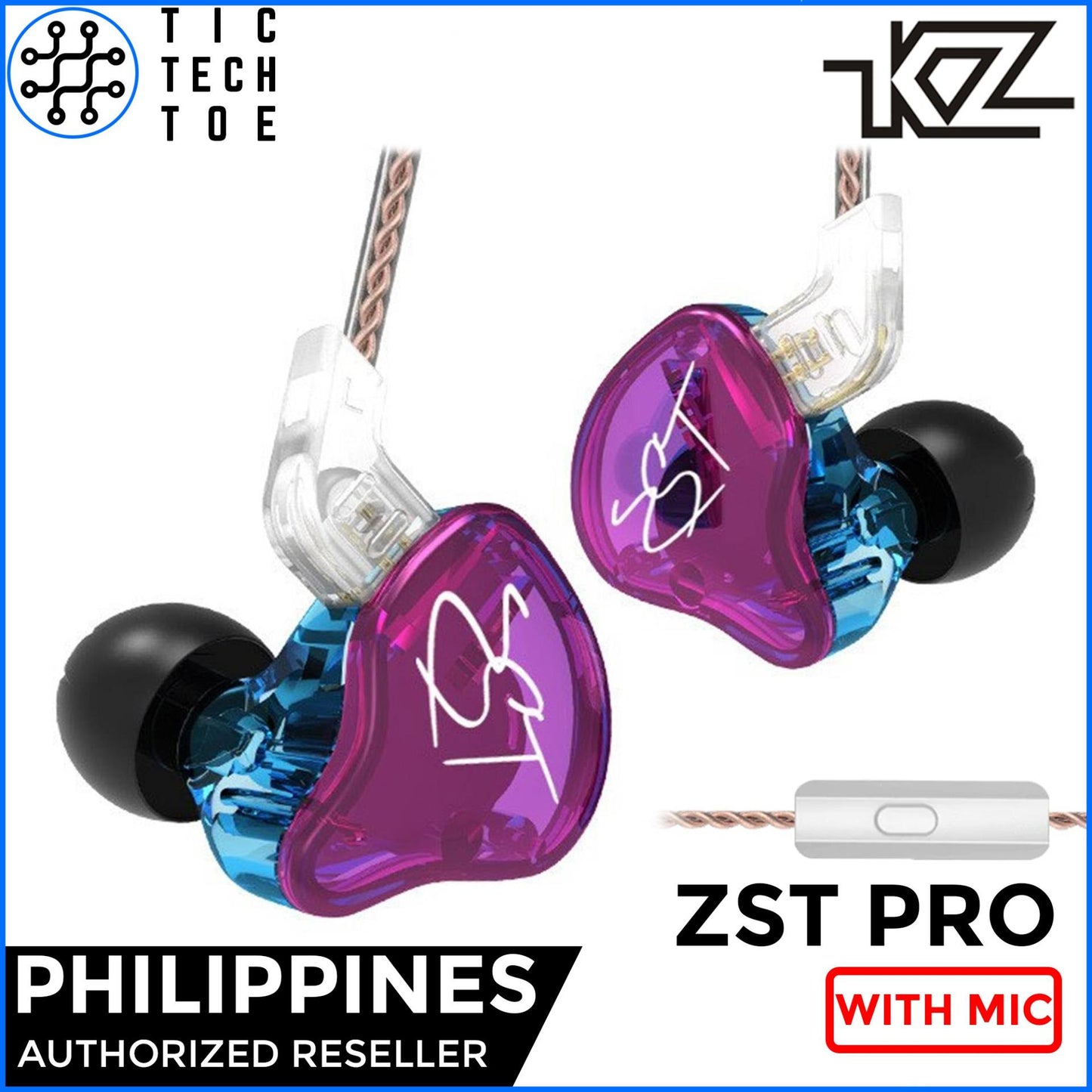 KZ ZST Pro Dual Driver Earphones with Mic