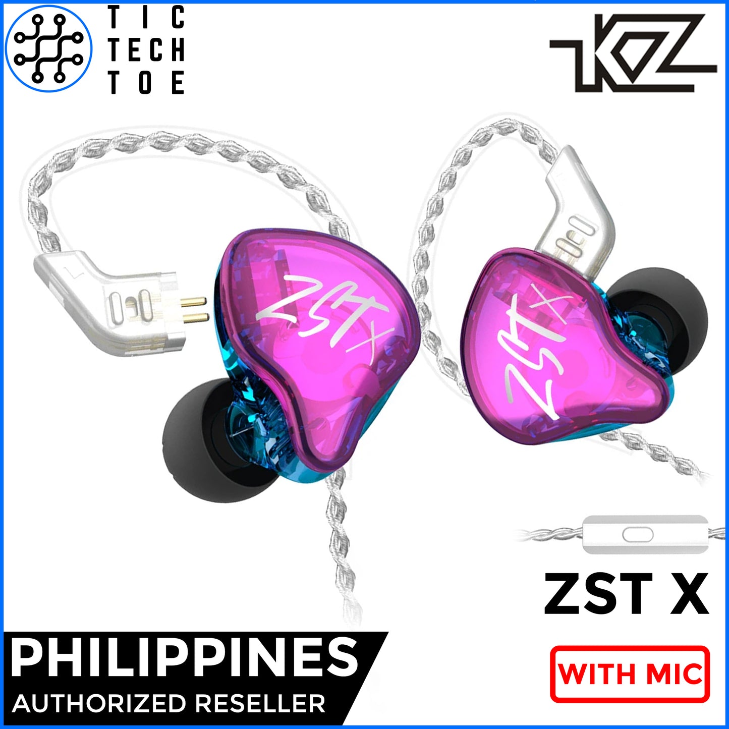 KZ ZST X Hybrid Dual Driver Earphones with Mic