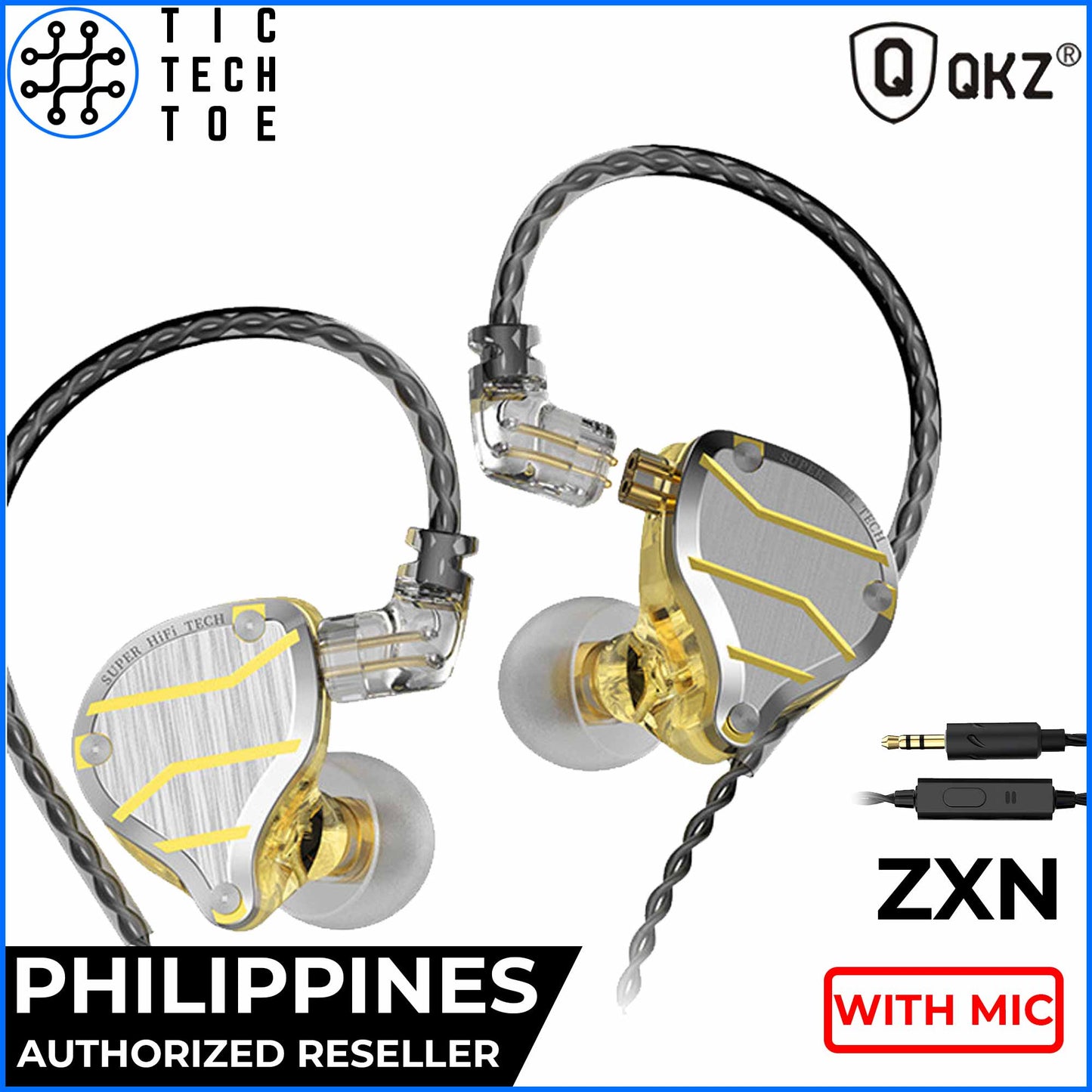 QKZ ZXN Metal HiFi 5 Dynamic + Balanced Hybrid Audio Driver IEM Earphones with Mic