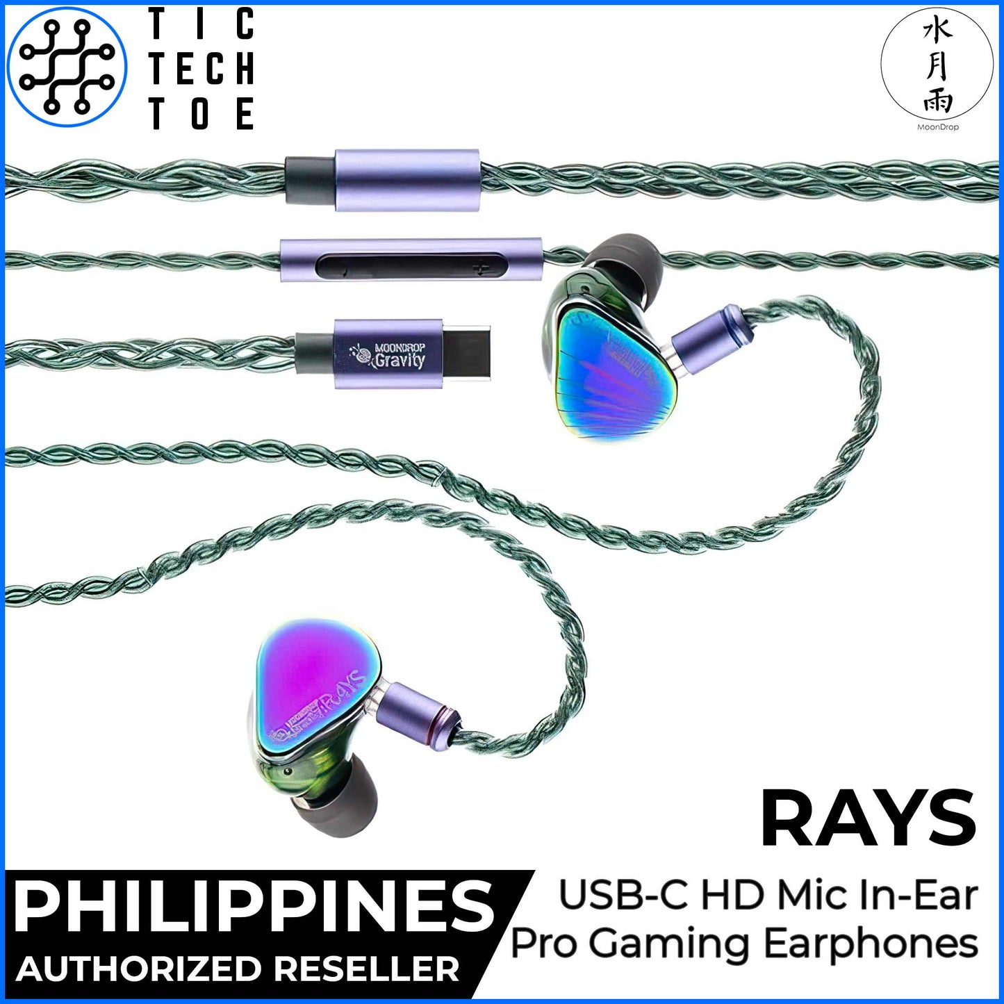 Moondrop RAYS Professional Gaming HiFi Earphones USB-C In-Ear Monitor with AI Noise Cancelling Mic