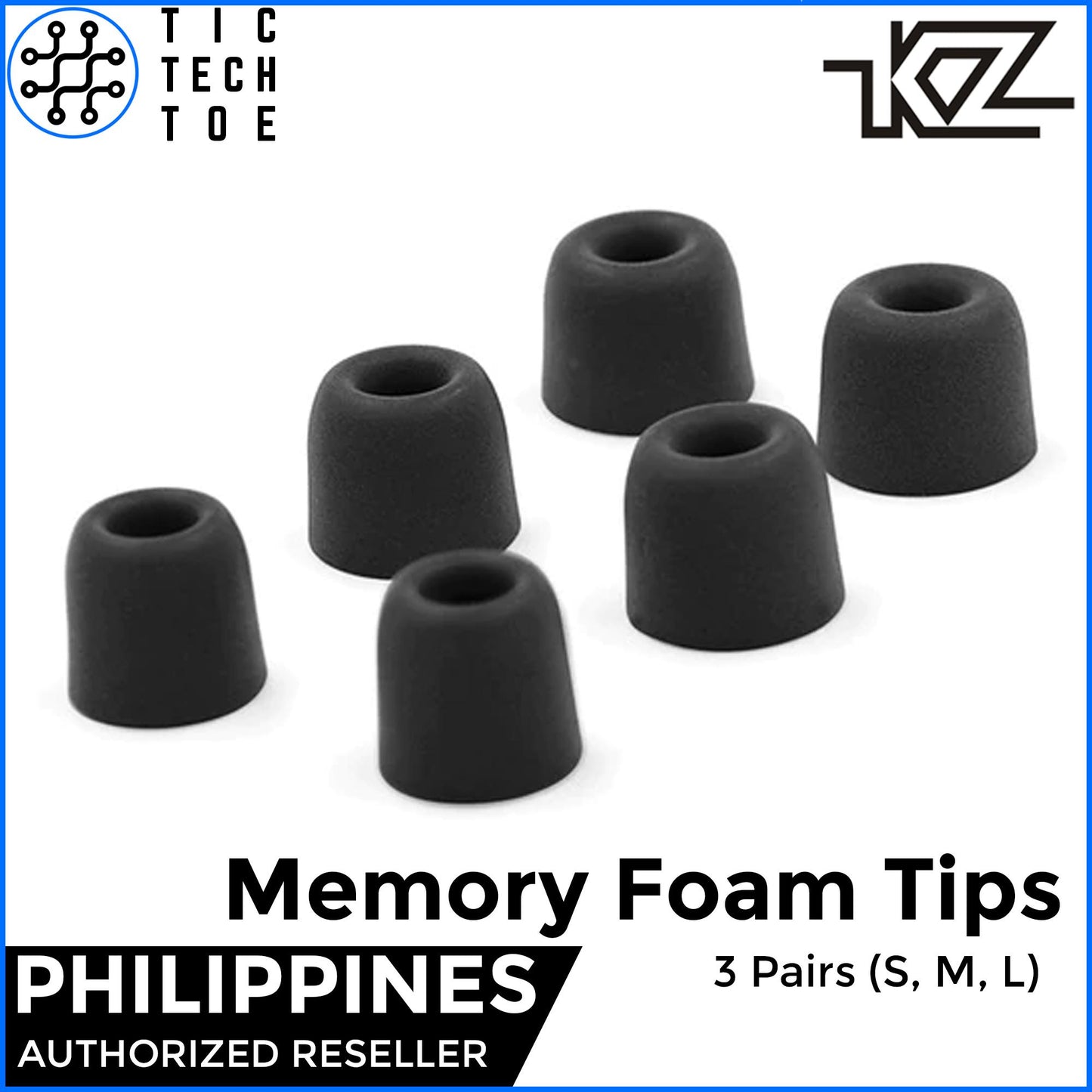 KZ Noise Isolating Memory Foam Earphone Ear Tips (3 Pairs)