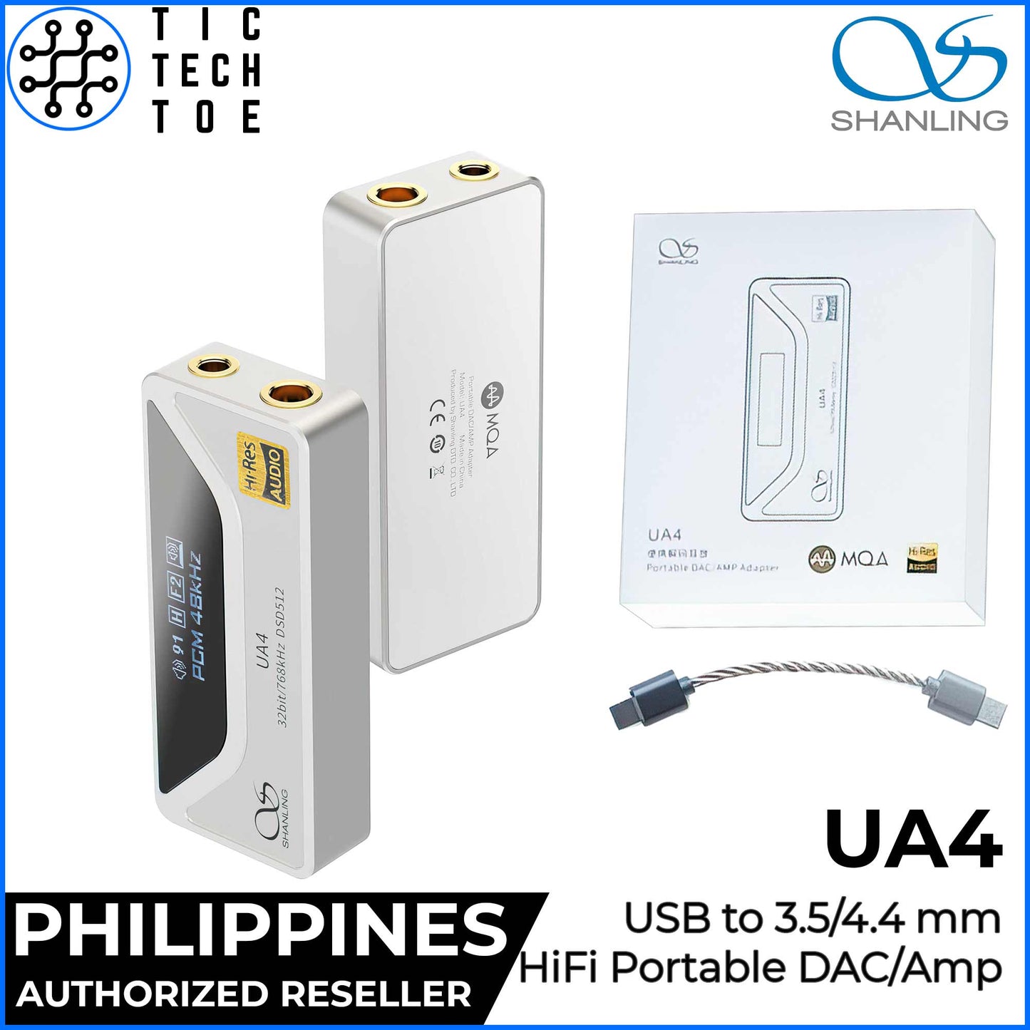 Shanling UA4 USB Type-C to 3.5mm / 4.4mm Balanced ES9069Q + Dual RT6863 Portable DAC/AMP Adapter