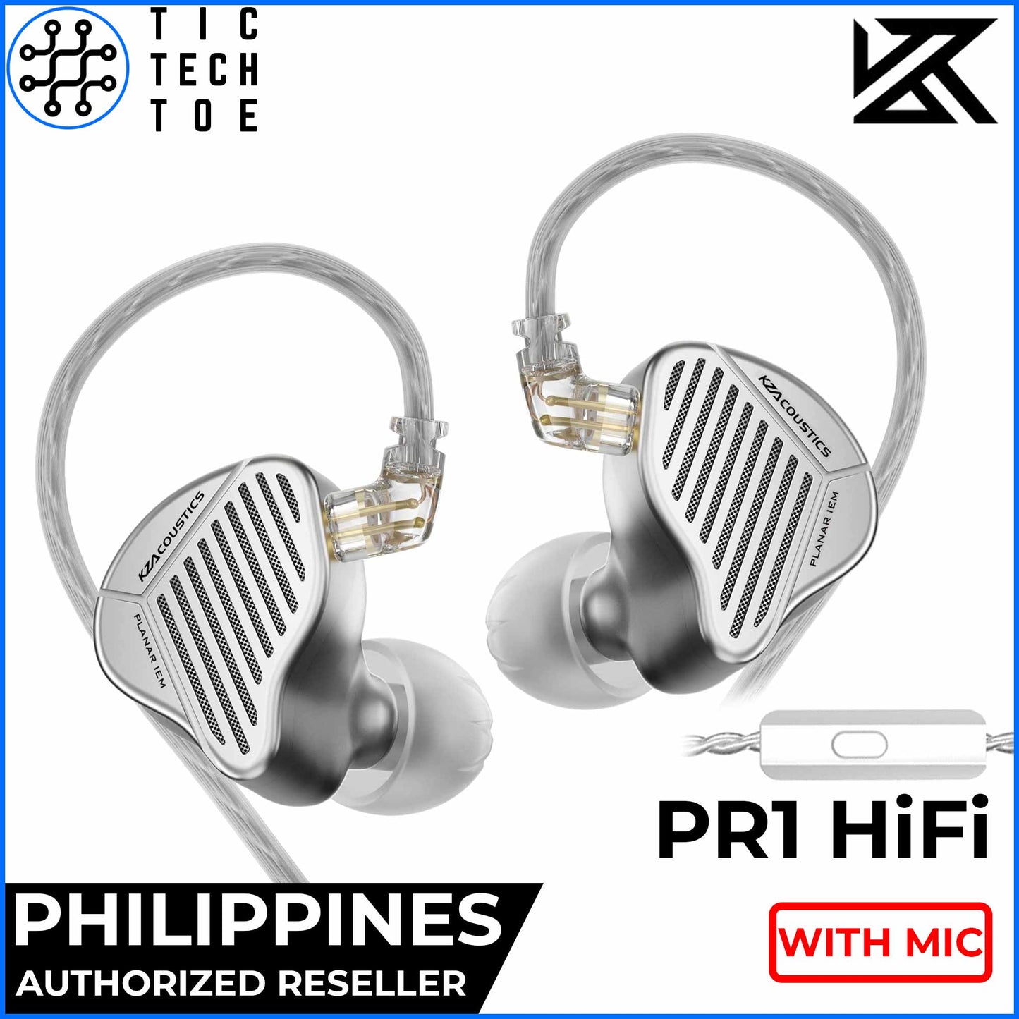 KZ PR1 HiFi Planar Audio Driver Aluminum Shell IEM Earphones with Mic