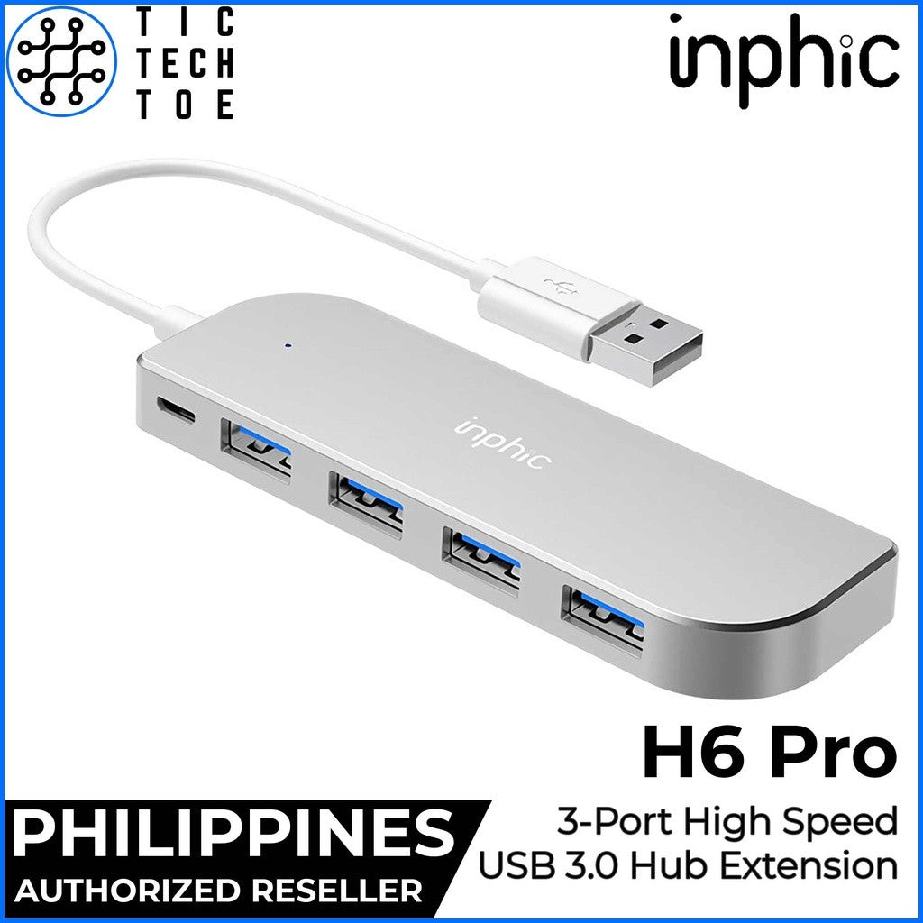 Inphic H6 Pro 4-Port Aluminum High Speed USB 3.0 Hub Extension Splitter