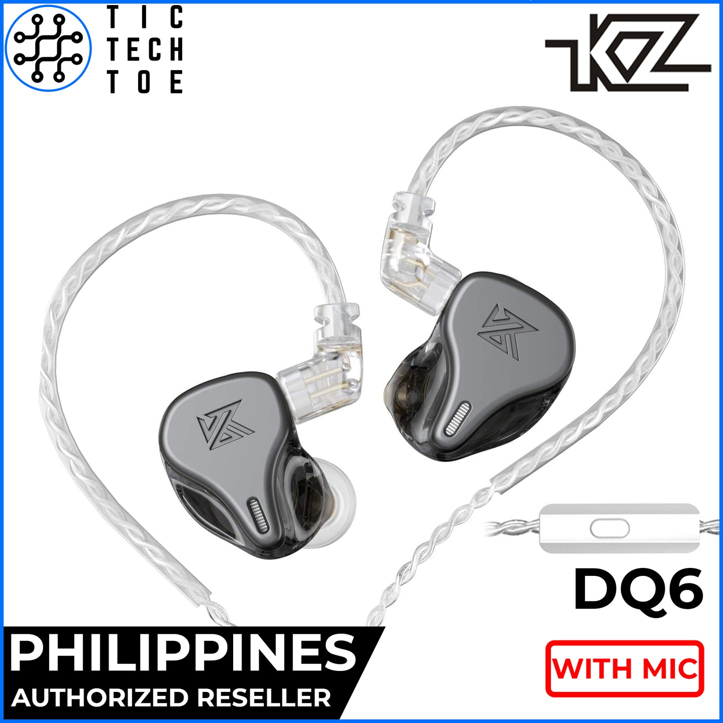 KZ DQ6 Triple Dynamic Driver Earphones with Mic