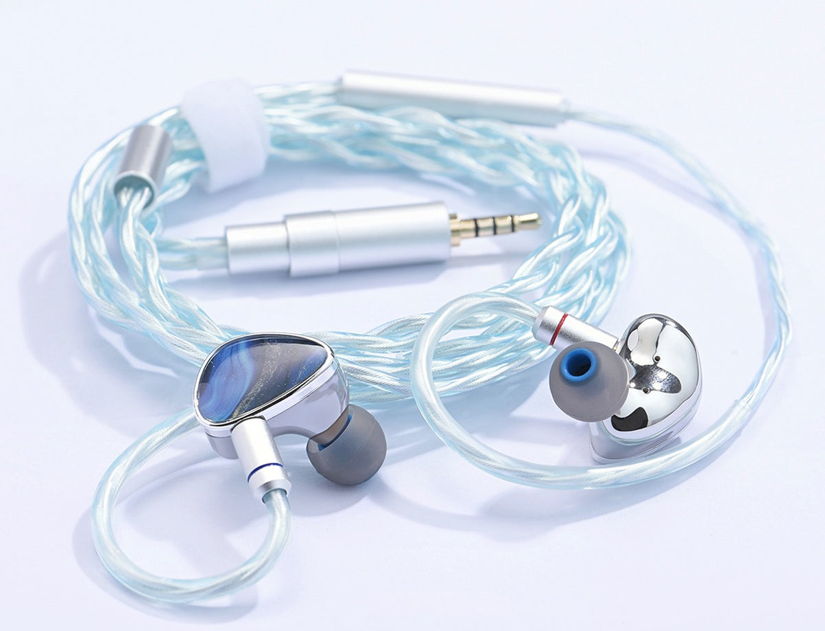 JCALLY JCX Ice Blue IEM Upgrade Cable Silver Plated Interchangeable Plug DAC 3.5mm/4.4mm/USB-C Mic