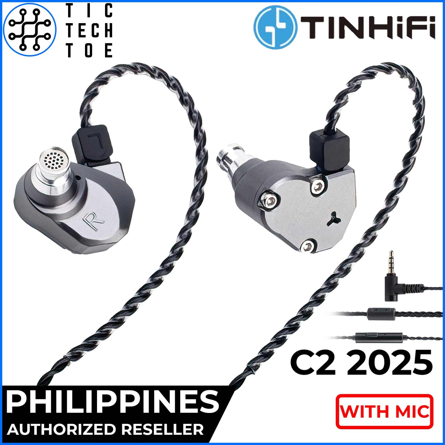 TIN HIFI / TIN AUDIO C2 2025 Ergonomic Mecha Aluminum Dynamic Driver Wired In-Ear Monitor Earphones