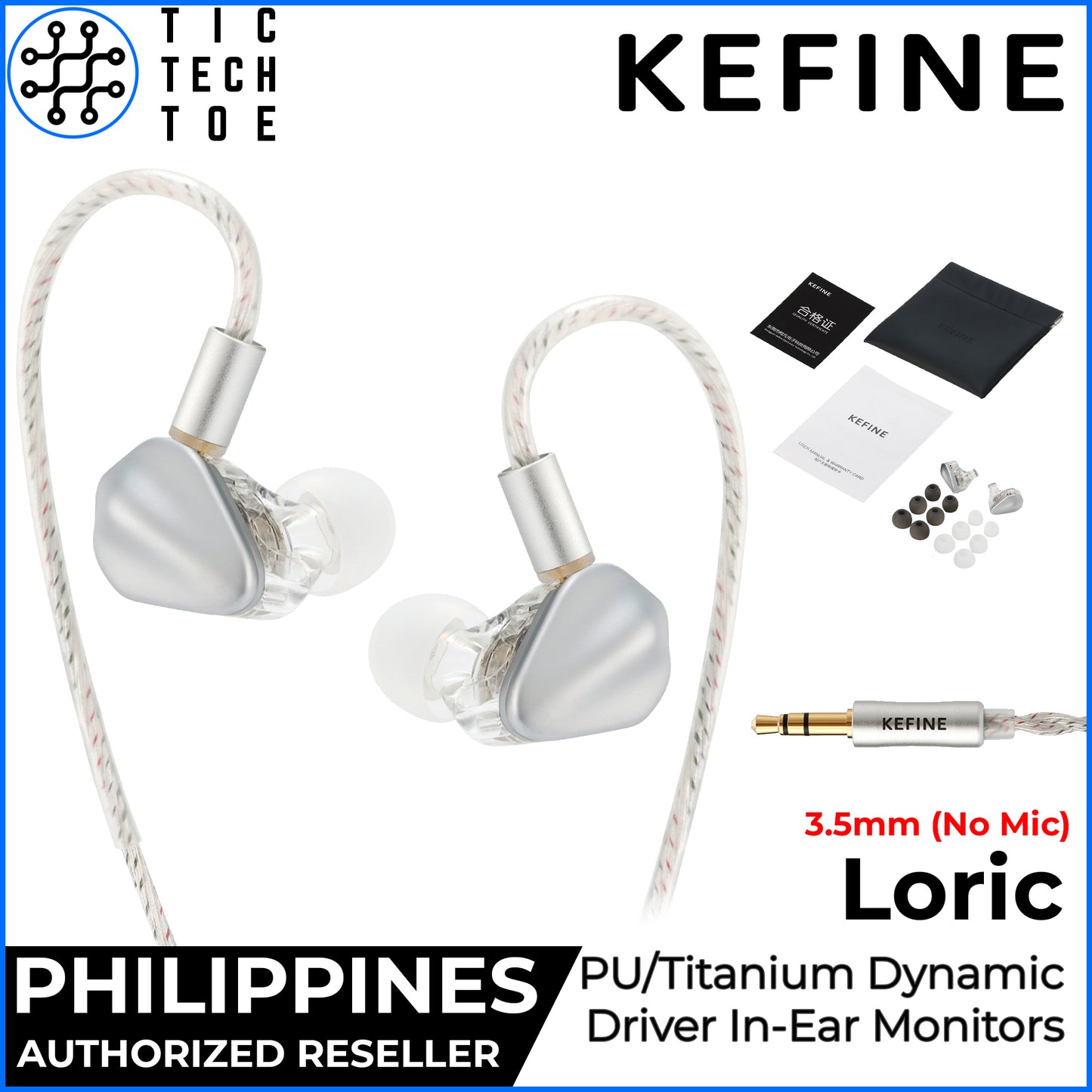 Kefine Loric 3.5mm/USB-C Dynamic Driver Detachable Cable Metal Shell Wired In-Ear Monitor Earphones