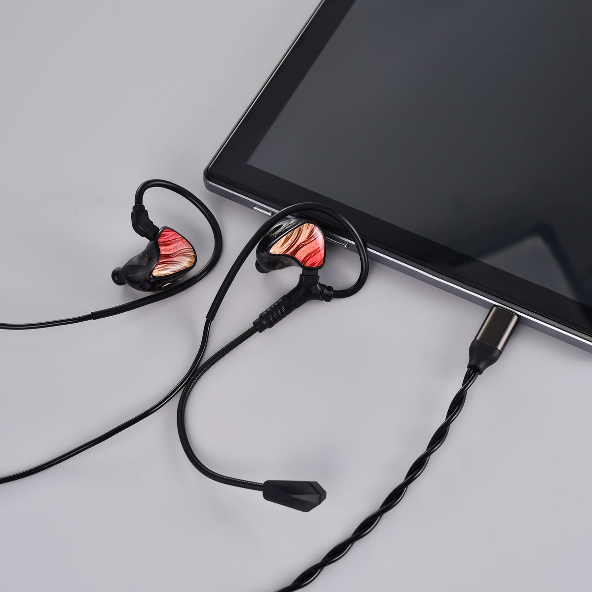 Celest Ruyi Pro USB-C IEM Upgrade Cable 0.78mm 2-Pin with Detachable Boom Mic Black