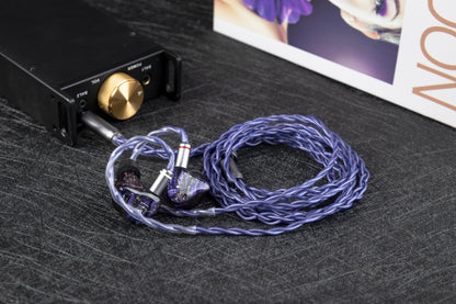 KBEAR Neon Purple IEM Upgrade Cable 2-Pin/QDC 3.5mm Earphone Replacement Violet Braided Wire