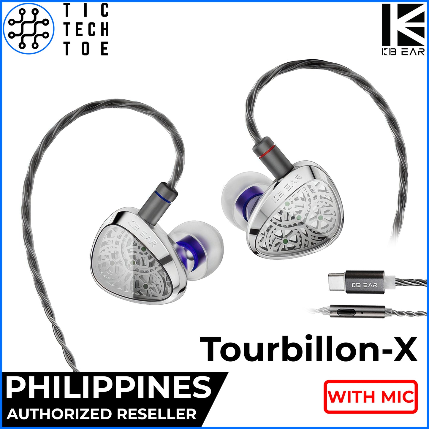 KBEAR Tourbillon X TB-X Carbon Fiber Diaphragm IEM Dynamic Driver Detachable Cable Wired Earphones