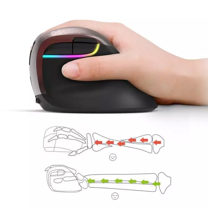 Delux M618 Mini Dual Wireless Mode Ergonomic Vertical Mouse