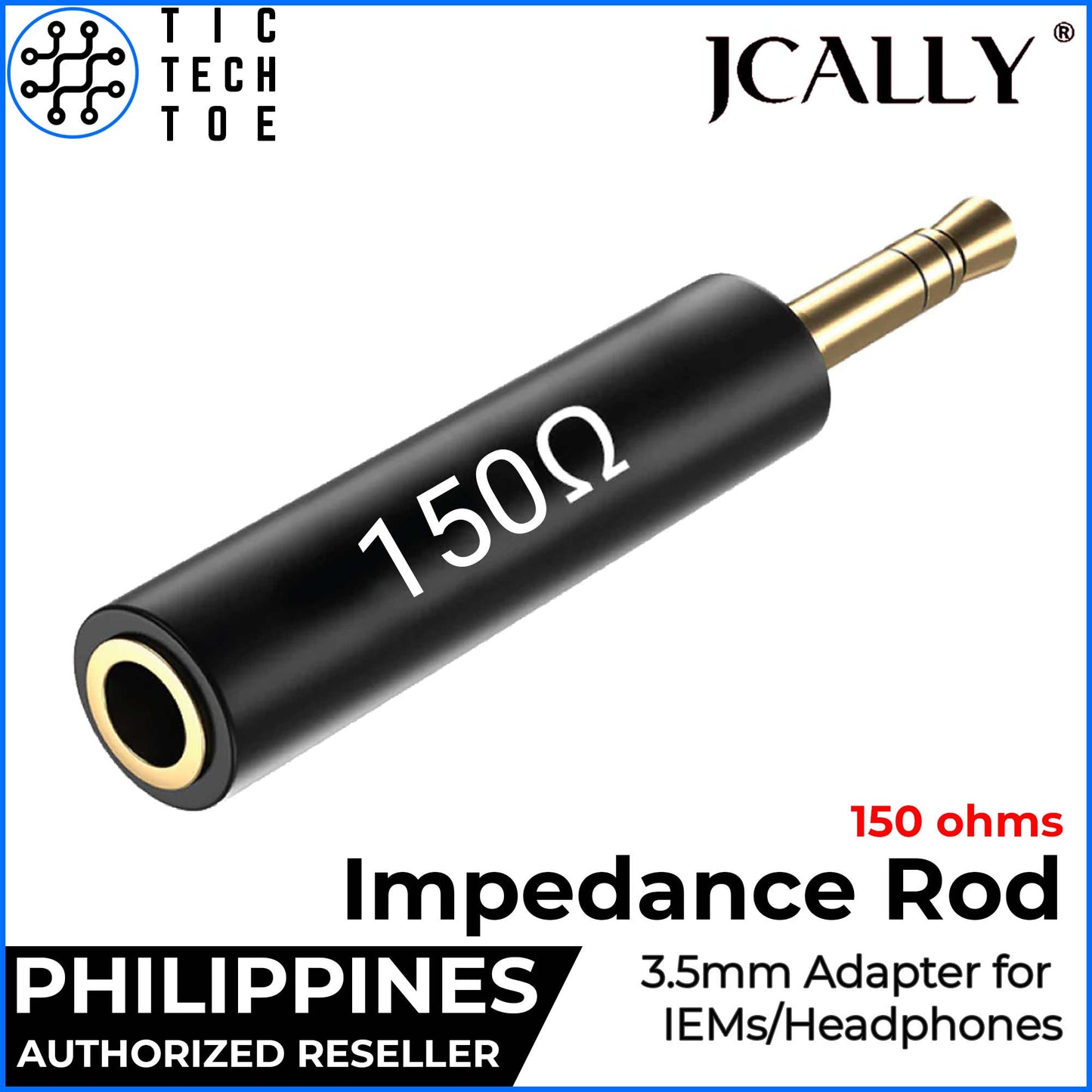 JCALLY 3.5mm Impedance Rod Adapter Noise Filter Plug 30 75 150 Ohm for IEM Earphones / Headphones