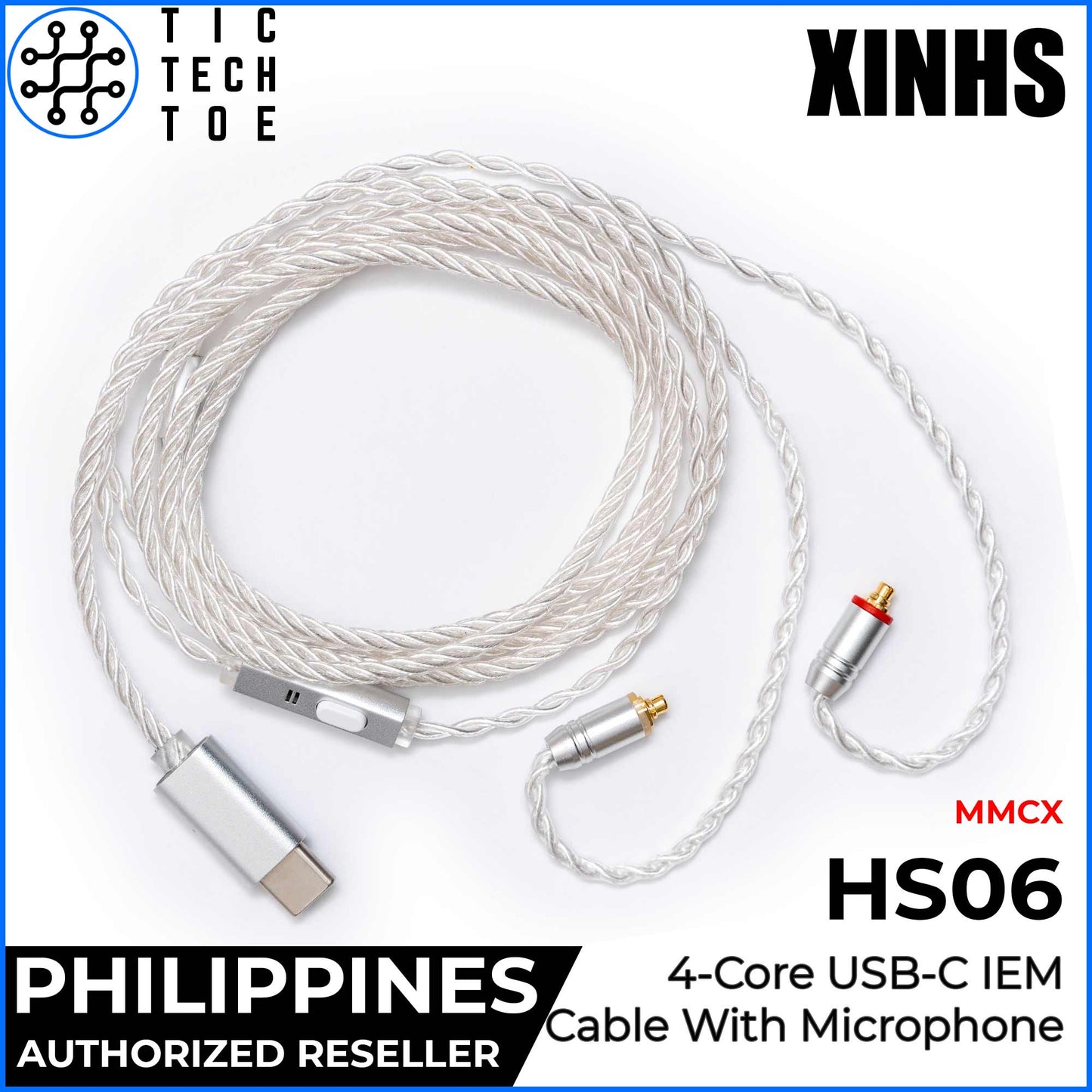 XINHS x TTTPH HS06 USB Type C 4-Core SPC Braided Earphone IEM Upgrade Replacement Cable With Mic