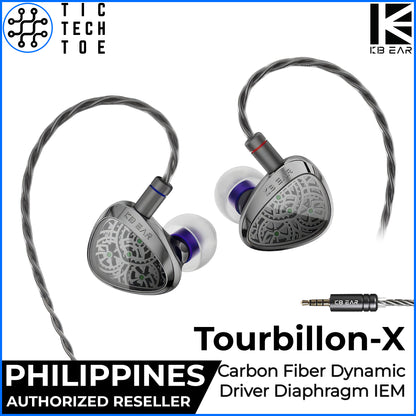 KBEAR Tourbillon X TB-X Carbon Fiber Diaphragm IEM Dynamic Driver Detachable Cable Wired Earphones