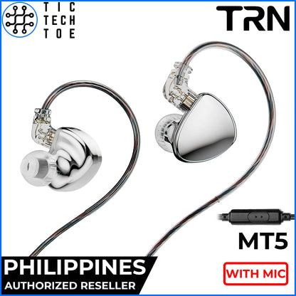 TRN MT5 Upgraded LCP Dynamic Driver Zinc Alloy Shell Detachable Cable IEM In-Ear Earphones with Mic