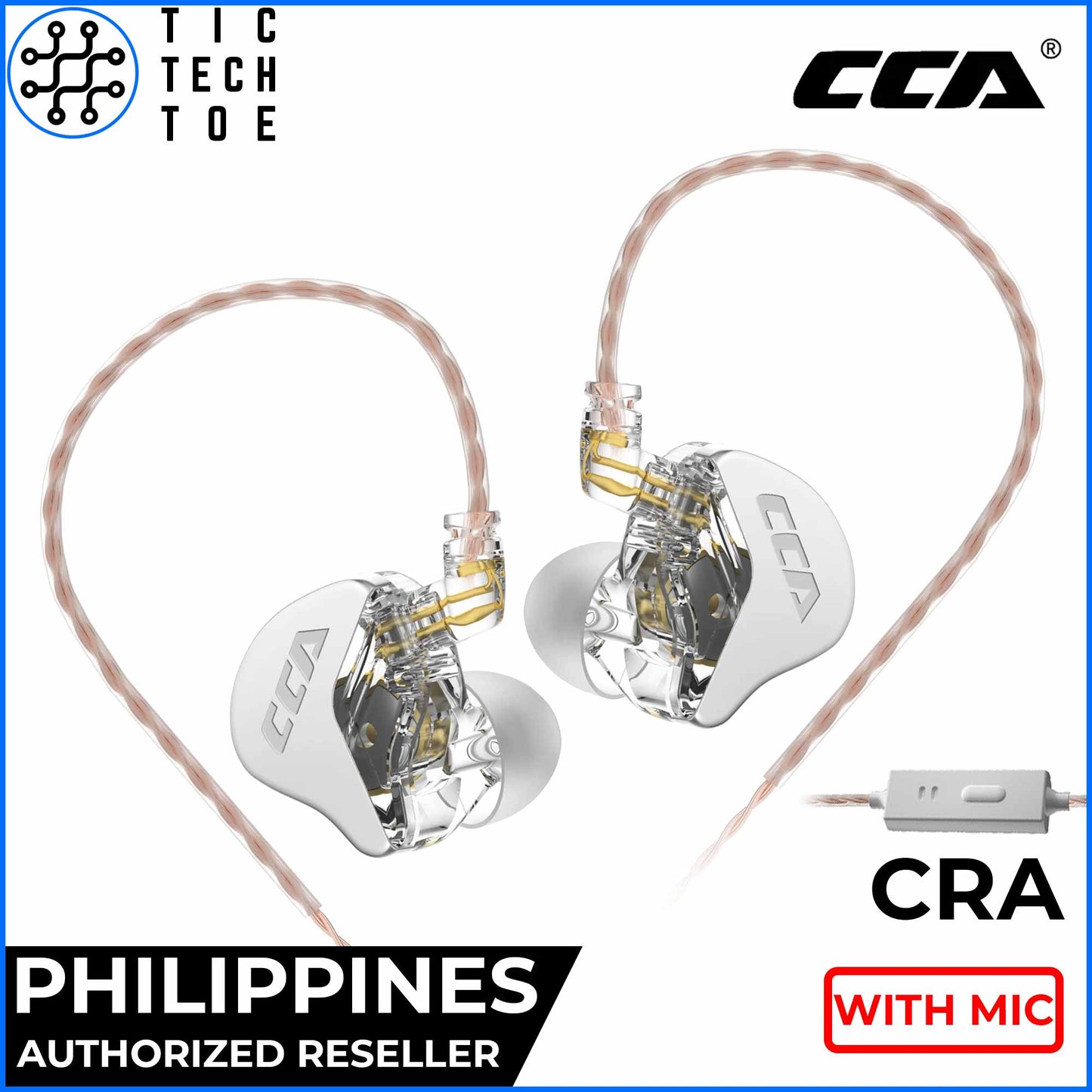 CCA CRA Dynamic Driver Noise Isolating Detachable Cable Earphones with Mic