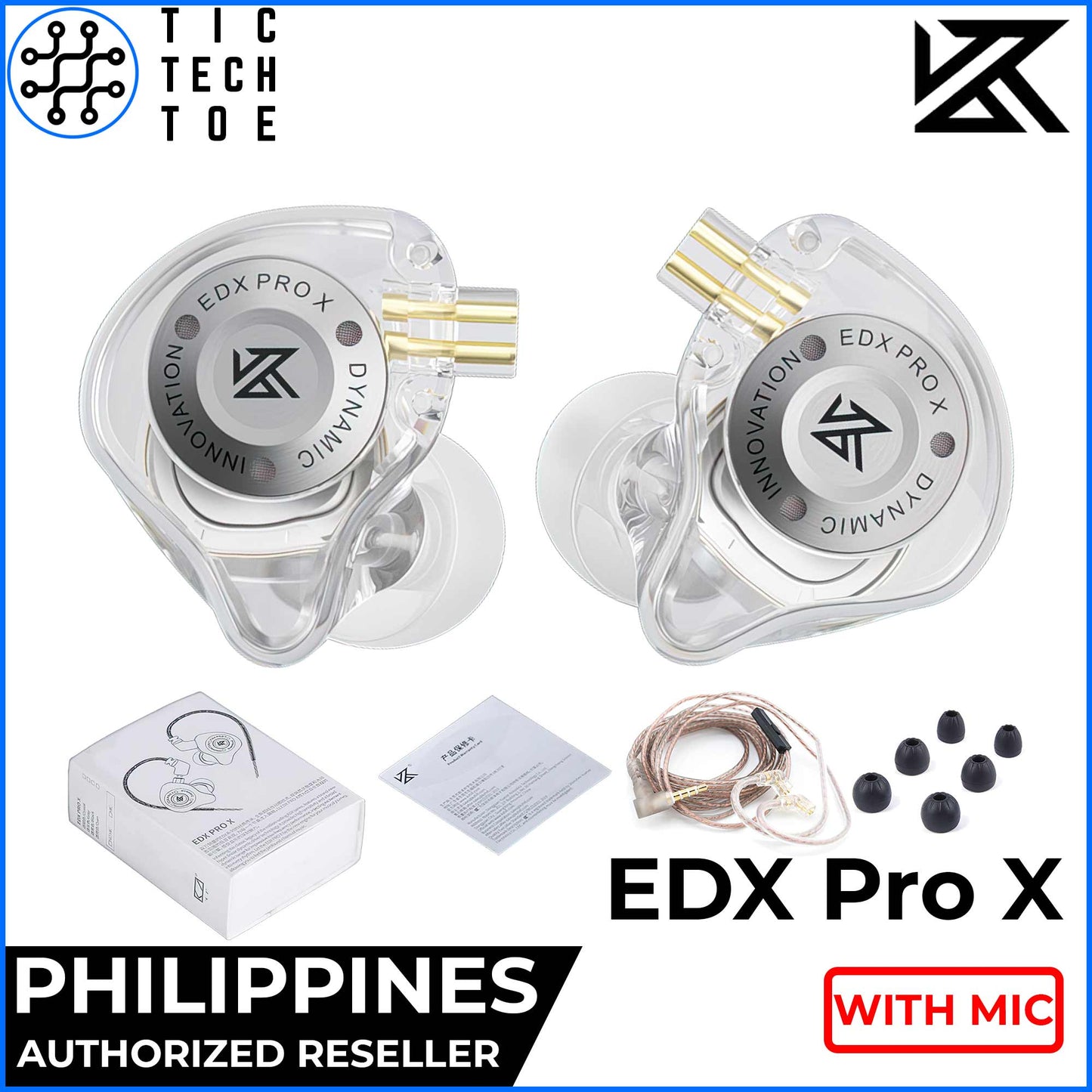 KZ EDX Pro X Upgraded Dynamic Driver Earphones Detachable Wired Cable IEM with Mic and Music Control