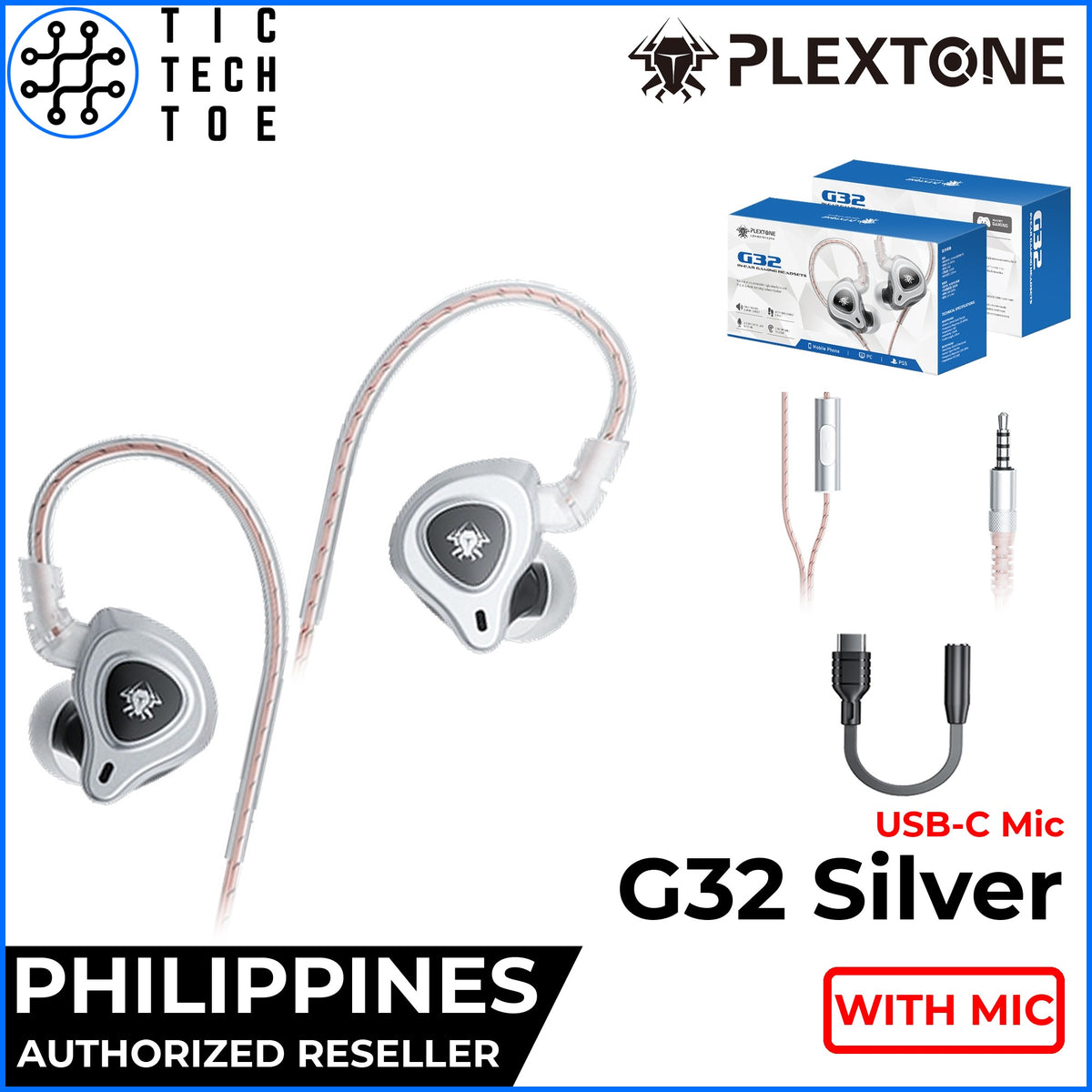 Plextone G32 / G32 II Forever Gaming IEM Dynamic Driver Earphones Wired In-Line 3.5mm/USB-C Mic